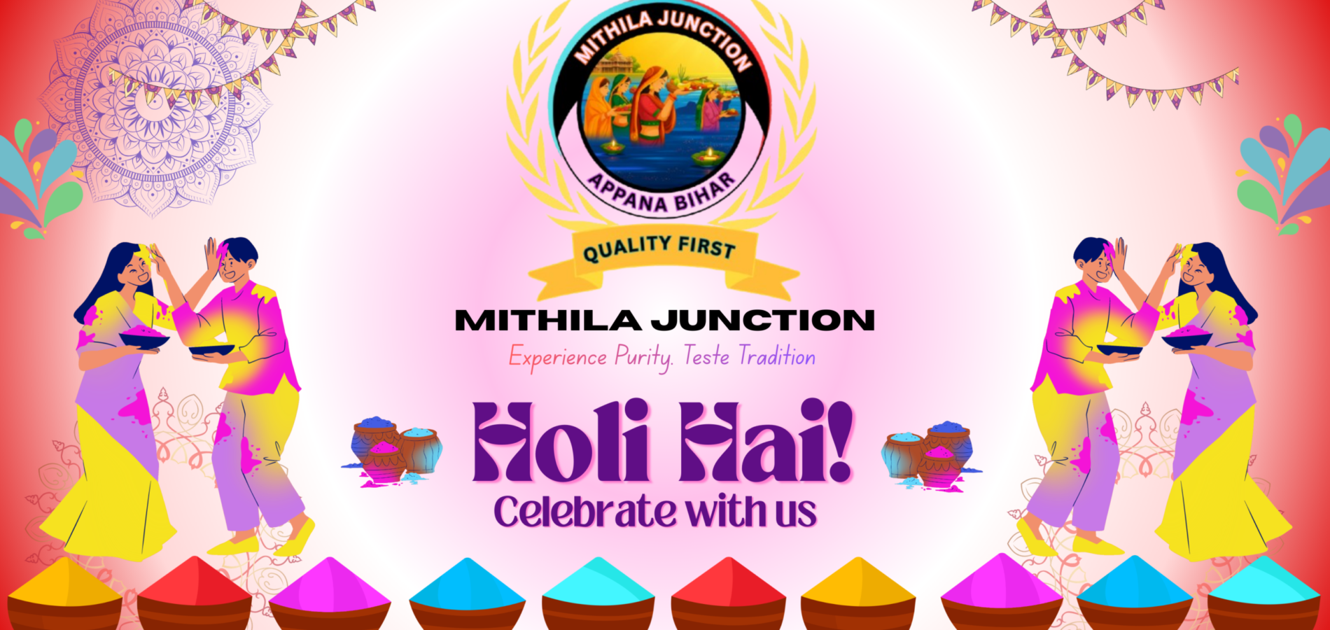 pink and red gradient holi festival greeting banner pink and red gradient holi festival greeting banner